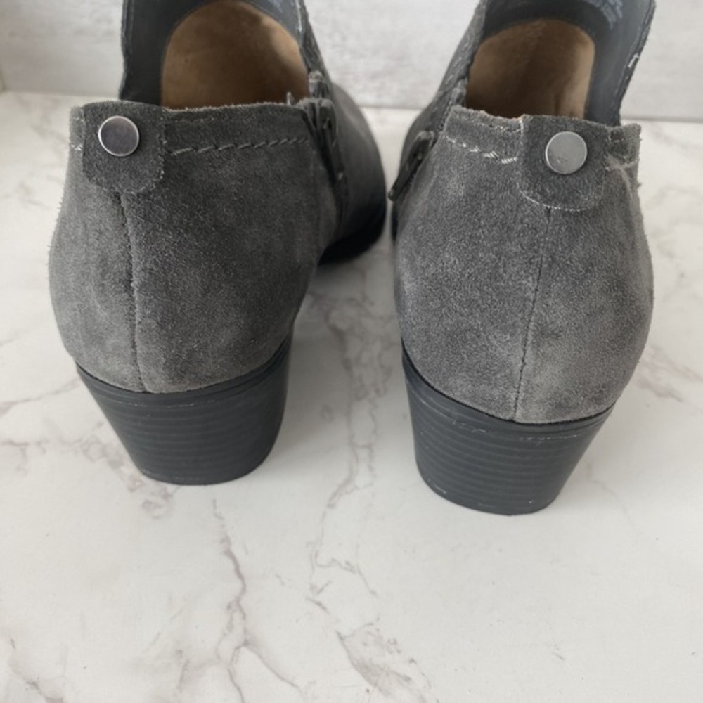 Naturalizer Zarie Ankle Boots 8.5 W Grey Suede Mid Heel Western Bootie - Picture 8 of 15